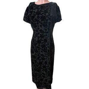 Vintage 90s Burnout Velvet Dressy Maxi Dress, Sara Campbell, SZ 8 floral, modest